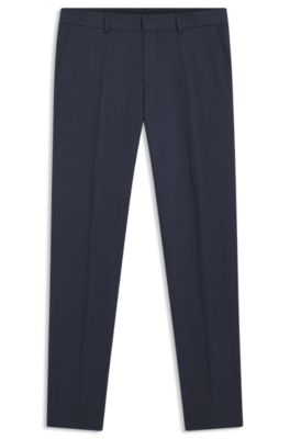 Pantalones formales en lana virgen con microestampado, Celeste
