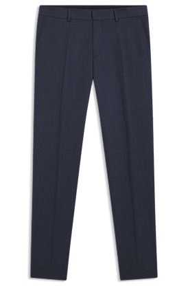 Pantalon habillé en laine vierge à micro motif