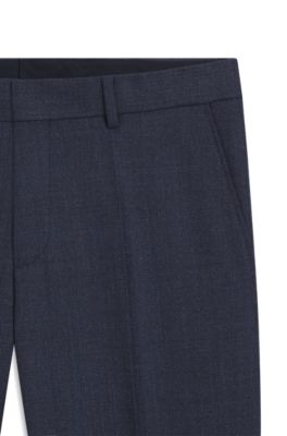 Pantalones formales en lana virgen con microestampado, Celeste