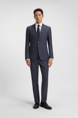 Formal trousers in micro-patterned virgin wool, Light Blue