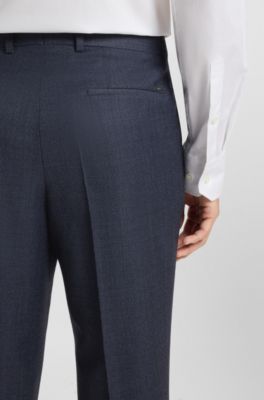 Pantalon habill&eacute; en laine vierge &agrave; micro motif, bleu clair