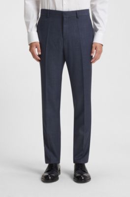 Pantalon habill&eacute; en laine vierge &agrave; micro motif, bleu clair