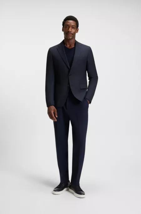 Patterned slim-fit jacket in virgin wool