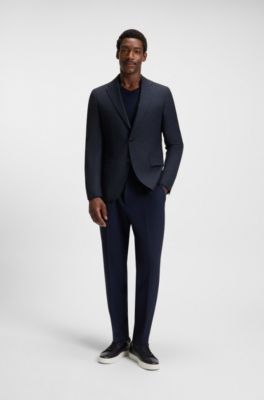 Patterned slim-fit jacket in virgin wool, Light Blue