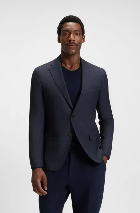 Patterned slim-fit jacket in virgin wool