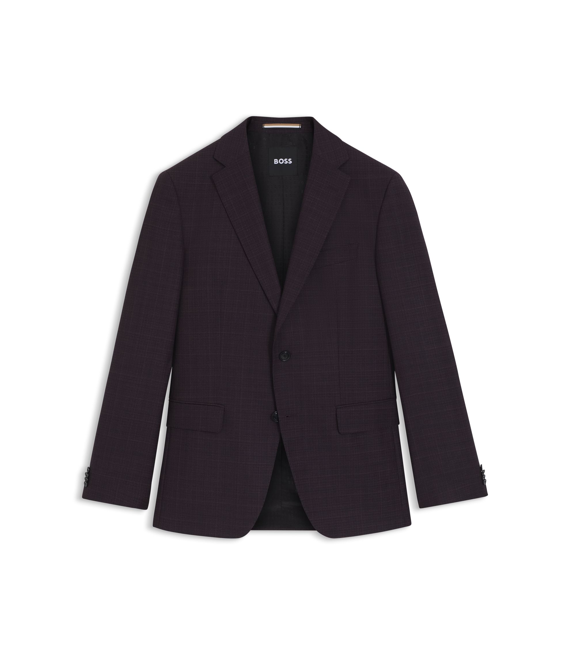 BOSS - Patterned slim-fit jacket in virgin wool - Dark Red