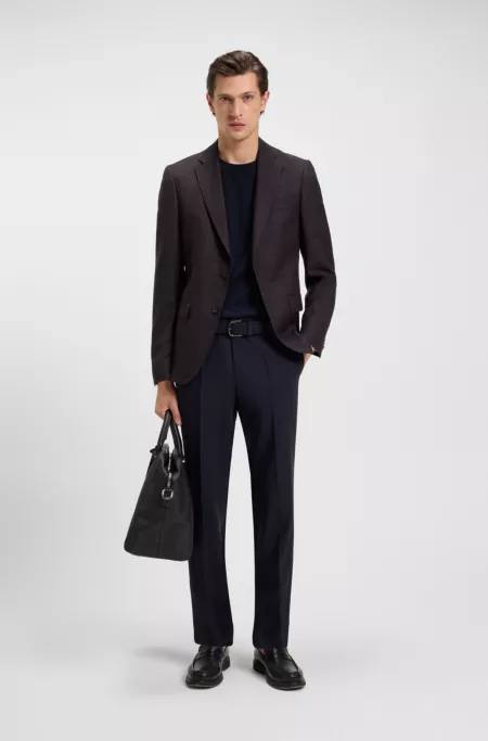 Patterned slim-fit jacket in virgin wool