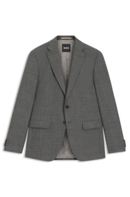 Blazer slim fit en lana virgen con microestampado, Gris
