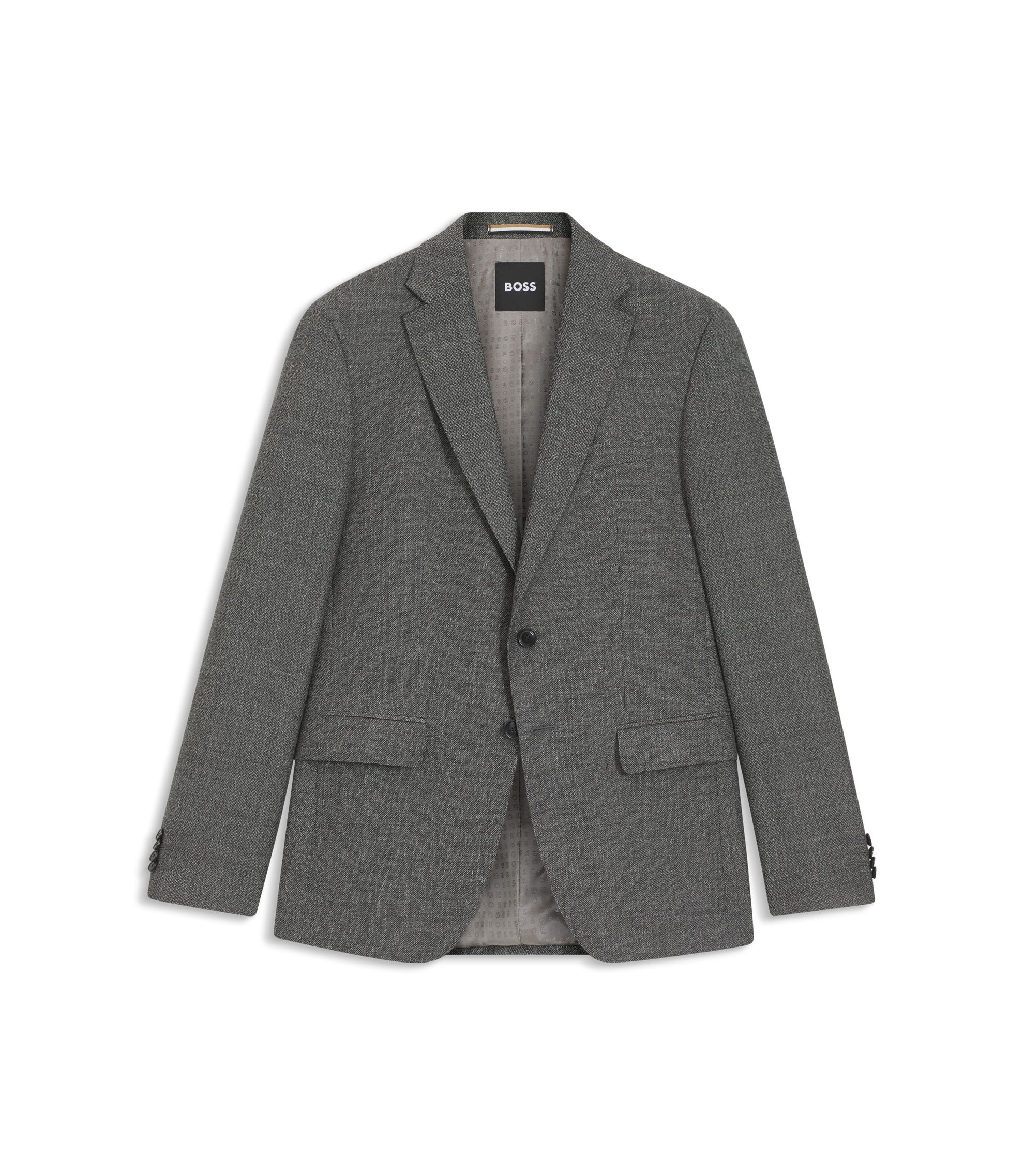 BOSS - Micro-patterned slim-fit jacket in virgin wool - Grey