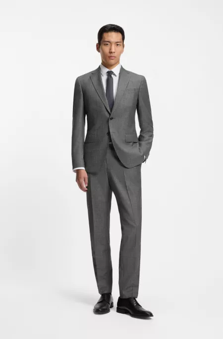 Micro-patterned slim-fit jacket in virgin wool
