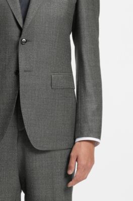 Blazer slim fit en lana virgen con microestampado, Gris