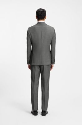 Blazer slim fit en lana virgen con microestampado, Gris