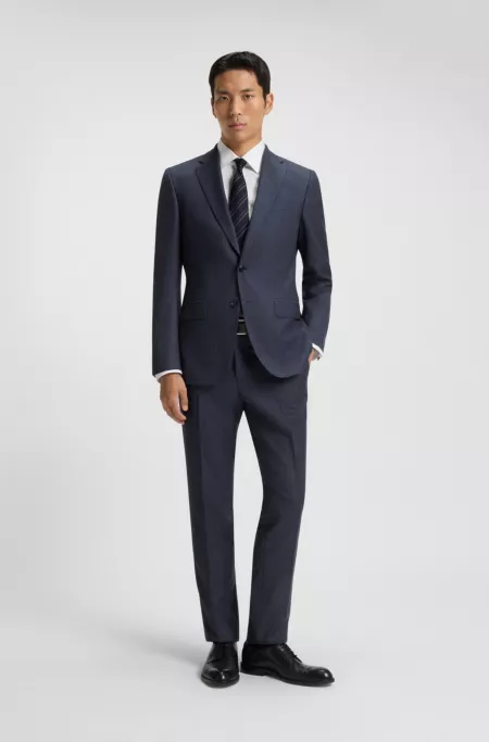 Micro-patterned slim-fit jacket in virgin wool