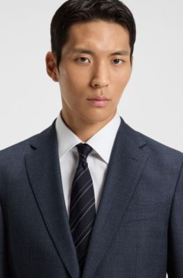 Micro-patterned slim-fit jacket in virgin wool, Light Blue