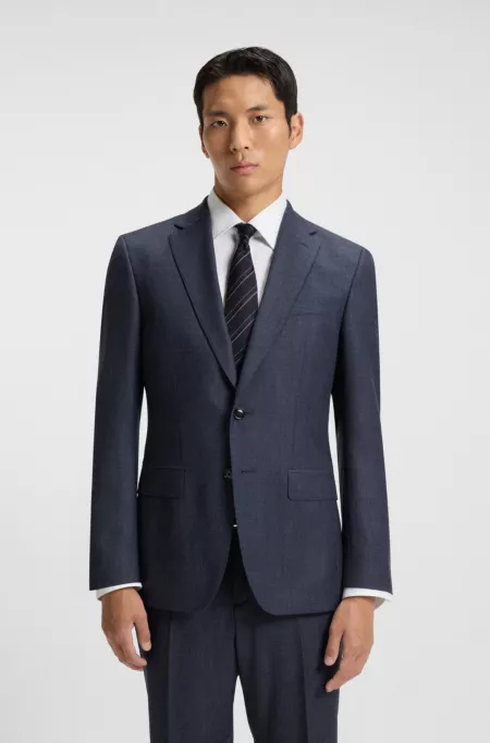 Micro-patterned slim-fit jacket in virgin wool