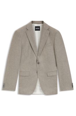 Patterned slim-fit jacket in wool and cashmere, Light Grey