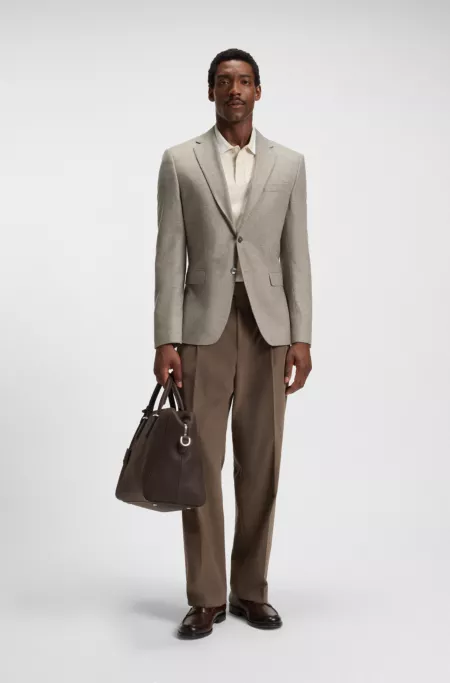 Patterned slim-fit jacket in wool and cashmere