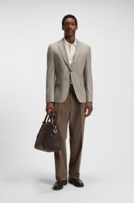 Patterned slim-fit jacket in wool and cashmere, Light Grey