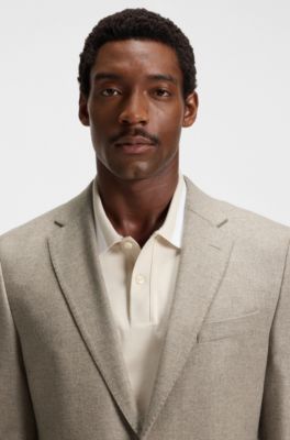 Veste Slim en laine et cachemire avec motif, Gris chin&eacute;