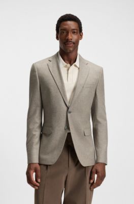 Blazer slim fit de cashmere y lana estampada, Gris claro