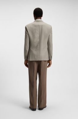 Blazer slim fit de cashmere y lana estampada, Gris claro