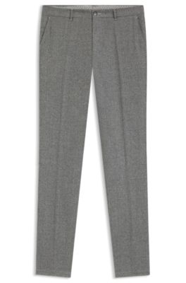 Micro-patterned slim-fit trousers in virgin wool, Silver