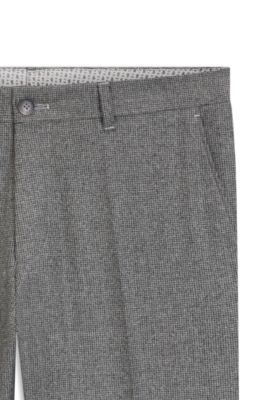 Pantalones slim fit en lana virgen microestampada, Plata