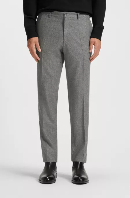 Micro-patterned slim-fit trousers in virgin wool