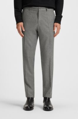 Micro-patterned slim-fit trousers in virgin wool, Silver