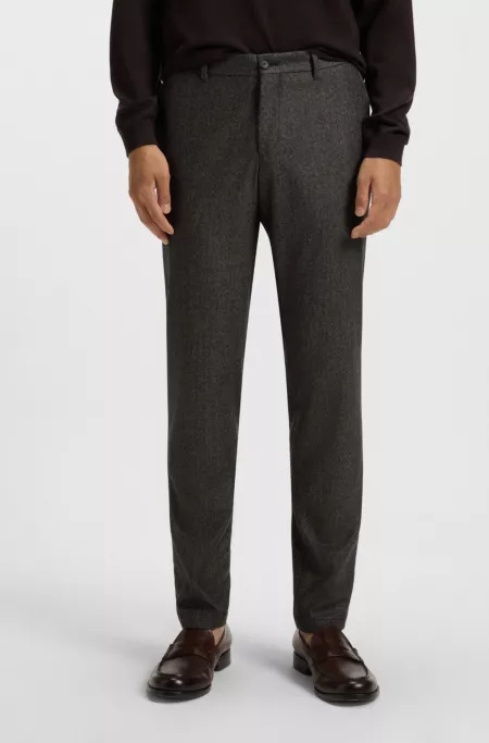 Micro-patterned slim-fit trousers in virgin wool