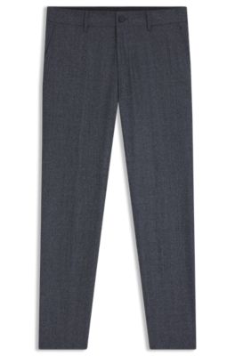 Micro-patterned slim-fit trousers in virgin wool, Light Blue