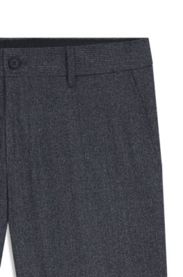 Micro-patterned slim-fit trousers in virgin wool, Light Blue