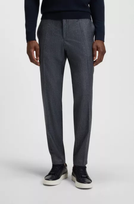 Micro-patterned slim-fit trousers in virgin wool
