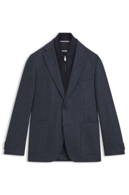 Chaqueta slim fit con pechera integrada, Azul oscuro