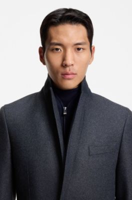 Chaqueta slim fit con pechera integrada, Azul oscuro