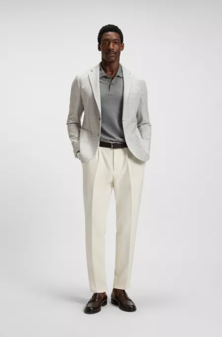 Slim-fit blazer in checked stretch fabric