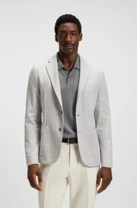 Slim-fit blazer in checked stretch fabric