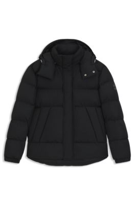 Chaqueta repelente al agua con insignia de logo, Negro