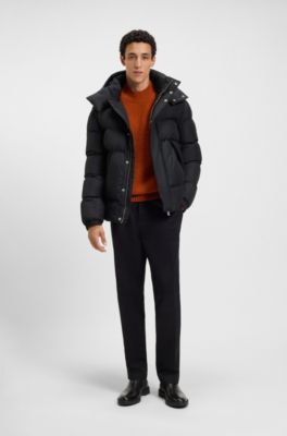 Logo-badge jacket with water-repellent finish, Black