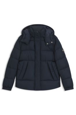 Logo-badge jacket with water-repellent finish, Dark Blue
