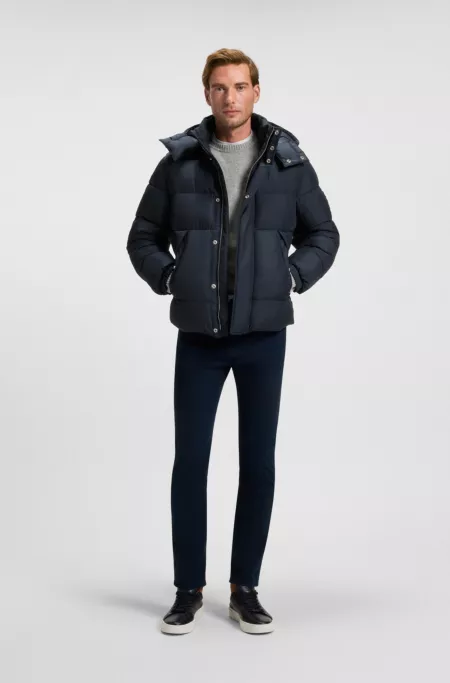 Logo-badge jacket with water-repellent finish