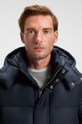 Logo-badge jacket with water-repellent finish, Dark Blue