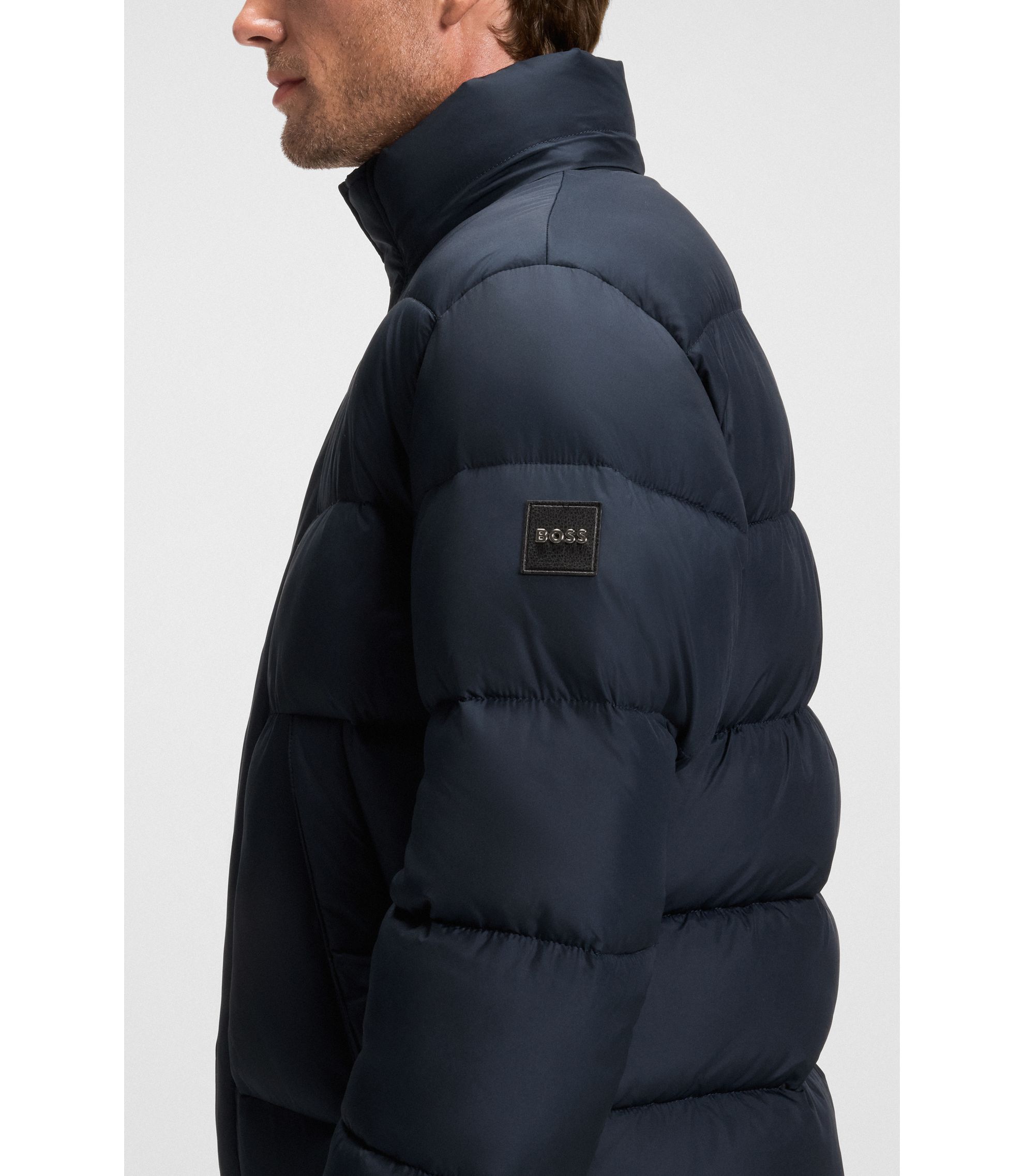 BOSS - Logo-badge jacket with water-repellent finish - Dark Blue