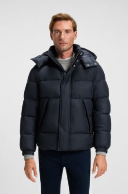 Logo-badge jacket with water-repellent finish, Dark Blue
