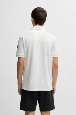 Paddy stretch-piqu&eacute; polo shirt with logo detail, White
