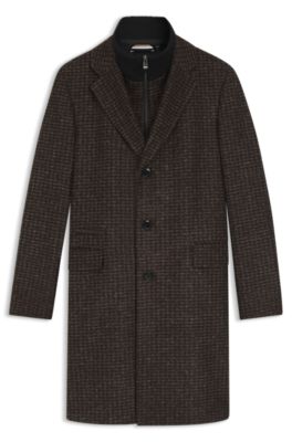 Abrigo slim fit con interior desmontable, Marr&oacute;n oscuro