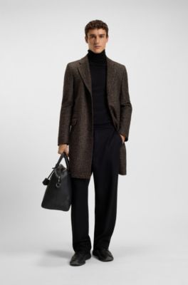 Abrigo slim fit con interior desmontable, Marr&oacute;n oscuro