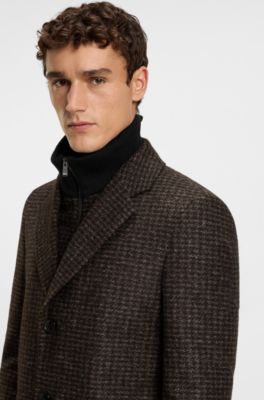 Abrigo slim fit con interior desmontable, Marr&oacute;n oscuro