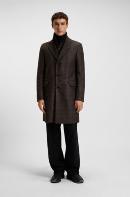 Abrigo slim fit con interior desmontable, Marr&oacute;n oscuro