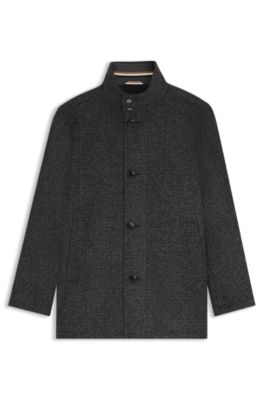 Regular-fit coat with inner bib, Black
